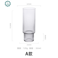 ins风网红果汁奶茶水杯直身竖纹单层高硼硅玻璃杯创意家用 封后 A款