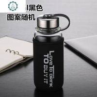 创意玻璃杯大容量透明水杯带盖过滤男耐热茶杯单层便携杯子ml 封后 1000ml黑色冲浪款