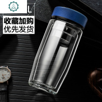 泡茶杯保温杯玻璃杯双层茶杯子男便携办公商务隔热茶水分离泡茶杯 封后 宝蓝色400ml[鹅蛋型]