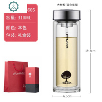 玻璃杯双层隔热泡茶杯带过滤网家用男女士车载便携水杯子 封后 310毫升[XN-6606]经典大树标