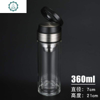 玻璃杯双层文艺双层玻璃杯隔热水杯茶杯带把过滤泡茶水杯 封后 360ml直杯(黑盖带提环)