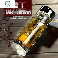 双层男士玻璃杯防摔喝水杯商务水晶杯子隔热透明个性保温茶杯 封后 [兰]指南针-380ML