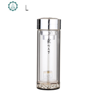 玻璃杯旋转龙盖便携双层玻璃杯龙行天下男士商务泡茶杯水晶礼品杯 封后 忆水龙行天下i8506-340ml礼盒装