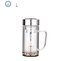 玻璃杯旋转龙盖便携双层玻璃杯龙行天下男士商务泡茶杯水晶礼品杯 封后 忆水龙行天下j8506-360ml礼盒装