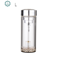 玻璃杯旋转龙盖便携双层玻璃杯龙行天下男士商务泡茶杯水晶礼品杯 封后 忆水龙行天下l8506-460ml礼盒装