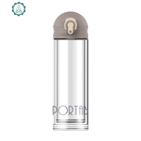 小团圆双层玻璃杯男女学生创意耐热茶杯子带茶隔弹跳盖礼品 封后 8292双层小团圆-咖啡330ml+杯刷