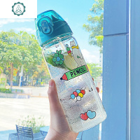 网红杯子便携可爱少女玻璃杯ins风吸管水杯女生超萌奶瓶大人学生 封后 大号绿色550ml