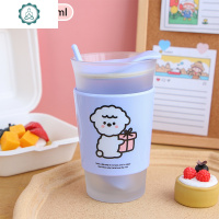 小清新夏季玻璃杯隔热热饮杯ins韩国女咖啡杯牛奶杯儿童喝水杯子 封后 紫色礼物400ml送杯盖勺子