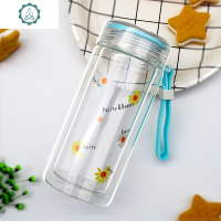 双层耐热玻璃杯女便携可爱网红小雏菊水杯子简约清新森系ins风高颜值 封后 浅蓝色280ml小雏菊图案