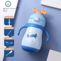 封后(FENGHOU)儿童保温杯带吸管两用婴儿幼儿园宝宝喝水杯便携外出带重力球防 [新款]小鹿款-蓝色奶牛260(送