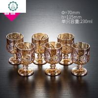 家用创意白酒杯金色高脚刻花一两小酒杯玻璃套装50 烈酒酒杯 封后 金色100只装酒杯(230/只)