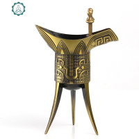 高脚杯仿古樽新中式交杯酒杯复古不锈爵杯古代帝王杯家用创意白酒杯 封后 加厚大号爵杯