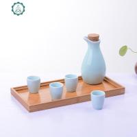 陶瓷古代套装青瓷酒具分酒器白酒烈酒杯酒杯酒盅小酒杯创意酒壶 封后 企鹅4小杯[天青]带塞简装