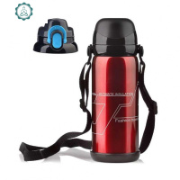 304不锈钢真空保温杯家用保温壶户外旅行车载水壶男女学生保温瓶 封后 酒红色(杯刷+两盖)800