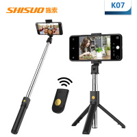 火豹华为自拍杆手机直播三脚架三角支架蓝牙带遥控防抖自照杆一体 K10黑色镜面带三脚架手机支架手机座