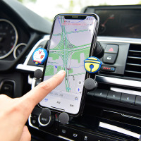 火豹卡通手机固定车载支架出风口创意可爱蓝胖子汽车导航支撑架女 柴犬棒棒糖支架手机支架手机座