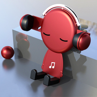 火豹手机车载支架出风口汽车手机车支架车用可爱手机导航支撑架全自动 中国红[音乐先生]手机支架手机座