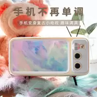火豹手机桌面支架复古小电视机创意蓝牙音箱手机架家用款懒人追剧 咖啡色蓝牙音箱款手机支架手机座