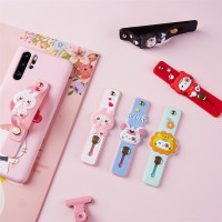 火豹手机推拉式指环扣支架粘贴式伸缩可爱卡通指环扣桌面床头懒人男女卡扣便携隐形创意多功能支撑 [黑爪爪1个]可通卡手机座