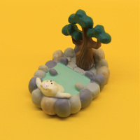 火豹手机桌面支架女ins猫咪看电视的卡通韩国创意床上懒人zj小巧便携通用座子个性支撑架 [白猫]泡温泉手机架手机座