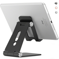 火豹手机懒人支架铝合金桌面直播床头通用苹果iPad平板架充电座 K1银色固定角度手机支架手机座