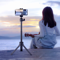 火豹手机微单三脚架手持便携自拍杆一体支架落地抖音直播补光灯蓝牙桌面户外摄影自拍苹果华为佳能G7X 一体式三脚手机座