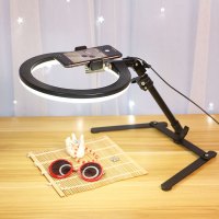 火豹手机俯拍支架桌面拍摄网课录像网红抖音画画拍照视频直播手机架 2.1米俯拍支架+高亮32cm补光灯(配遥控器)手机座