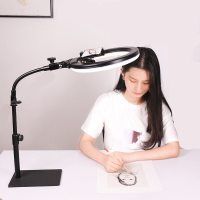 火豹手机俯拍支架桌面直播架珠宝拍摄开箱视频画画书法静物美食翻拍架 落地支架+遥控环形补光灯+自拍器手机支架手机座