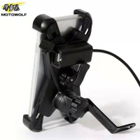 火豹摩托车手机支撑架导航防水包多功能外卖骑手支架么托车骑手机 后视镜支架老款+防水袋+绑带蓝色手机支架手机座