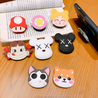 火豹个性创意懒人支架网红同款日韩卡通可折叠式气囊支架可爱时尚拍照防摔支撑手机架防丢失男女款 粉色微章气囊支架手机支手机座