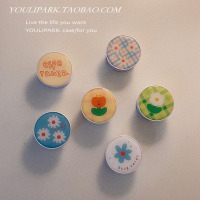 火豹自制韩国ins春日清新花朵手机壳气囊伸缩支架简约可爱郁金香 蓝底小白花支架送备用胶可重复使用手机支架手机座