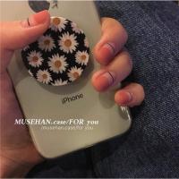 火豹复古创意花朵日韩卡通伸缩支架手机配件男女款懒人可折叠支架通用 折叠支架-黑底太阳花手机支架手机座