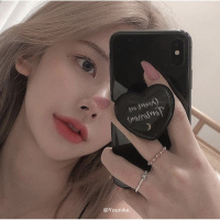 火豹自制~韩国ins博主同款少女爱心懒人小众设计可爱桌面 dreamontomorrow黑底手机支架手机座