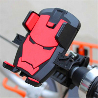 火豹新款360度旋转电动车摩托车自行车脚踏车三轮车通用手机导航支架 新款[钢铁侠]车把款-随机无绑带手机支架手机座