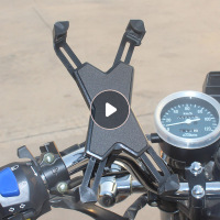 火豹电动摩托车用手机架山地自行车公路车手机导航支架骑行装备通用 P6-2铝合金底坐反光镜款-黑色手机支架手机座