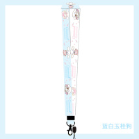 火豹玉桂狗手机挂绳挂脖女款加宽长短款手机绳链挂件可爱钥匙扣大耳狗 粉白玉桂狗(长款挂绳)+挂饰手机挂饰