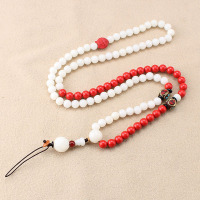 火豹中国风菩提玛瑙挂脖挂腕长款短款手机链古风挂绳男女款可拆卸 福润酸枝檀木76cm