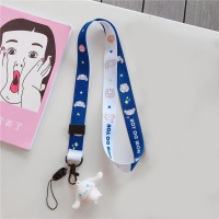 火豹玉桂狗手机挂绳宽版女款布艺挂脖绳子公仔长短款手机链挂件挂饰链 玉桂狗2号(短绳)