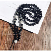 火豹通用手机挂绳挂脖子女款个性创意手机链水晶挂脖绳挂饰水钻毛衣链 透明色(短手链)