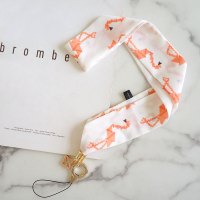 火豹手机挂绳女丝巾款丝绸创意通用挂脖个性绳子苹果手机壳挂脖绳吊绳 绿色芭蕉叶(挂绳)手机挂饰