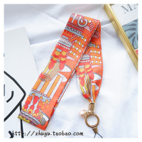火豹甜美梦幻ins风丝巾手机挂绳挂脖绳子吊绳丝带女个性手机链日韩潮 ◆珍短◆马戏团橙