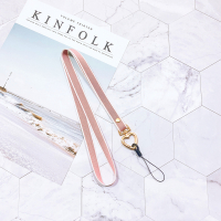 火豹韩风创意爱心扣手机长款挂绳挂脖日系纯色短款手腕绳优盘防丢绳女 爱心扣青雾蓝长款手机挂饰