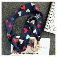 火豹冰丝材质珍珠丝巾手机挂绳挂脖女款手机绳吊绳子短款手绳手腕绳星 ◇冰◇手腕蓝底多爱心手机挂饰