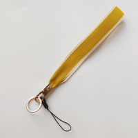 火豹新款简约牛仔布可拆卸挂脖绳手机壳不嘞脖ins风手腕短挂绳宽带链 短款-紫红色手机挂饰