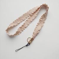 火豹网红荷叶边不勒脖挂脖绳简约手机壳相机钥匙ins手短挂绳饰女宽带 长款-杏色手机挂饰