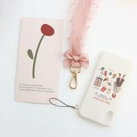 火豹荣小姐原创少女心蕾丝波点挂绳布艺挂脖绳长款手机壳挂饰甜美可爱 黑色挂脖手机挂饰