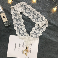 火豹蕾丝边手机挂绳 女神长款创意缕空网红丝巾吊带挂脖通用手腕绳 [蕾丝]宽罗纹黑色短手机挂饰