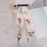 火豹不勒脖丝巾苹果手机挂绳vivo挂脖女款宽带可拆卸oppo个性绳通用潮 粉色花朵丝巾挂绳手机挂饰