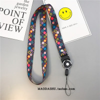 火豹ins潮牌豹纹长款挂脖手机挂绳可拆卸爱心款配壳挂U盘挂钥匙链挂绳 长款二合一《M》脏脏风爱心手机挂饰