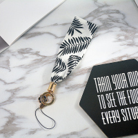 火豹文艺风ins油画丝巾手机挂绳适用于XS挂脖绳子吊绳女手机链短手腕 油画蓝点花-长